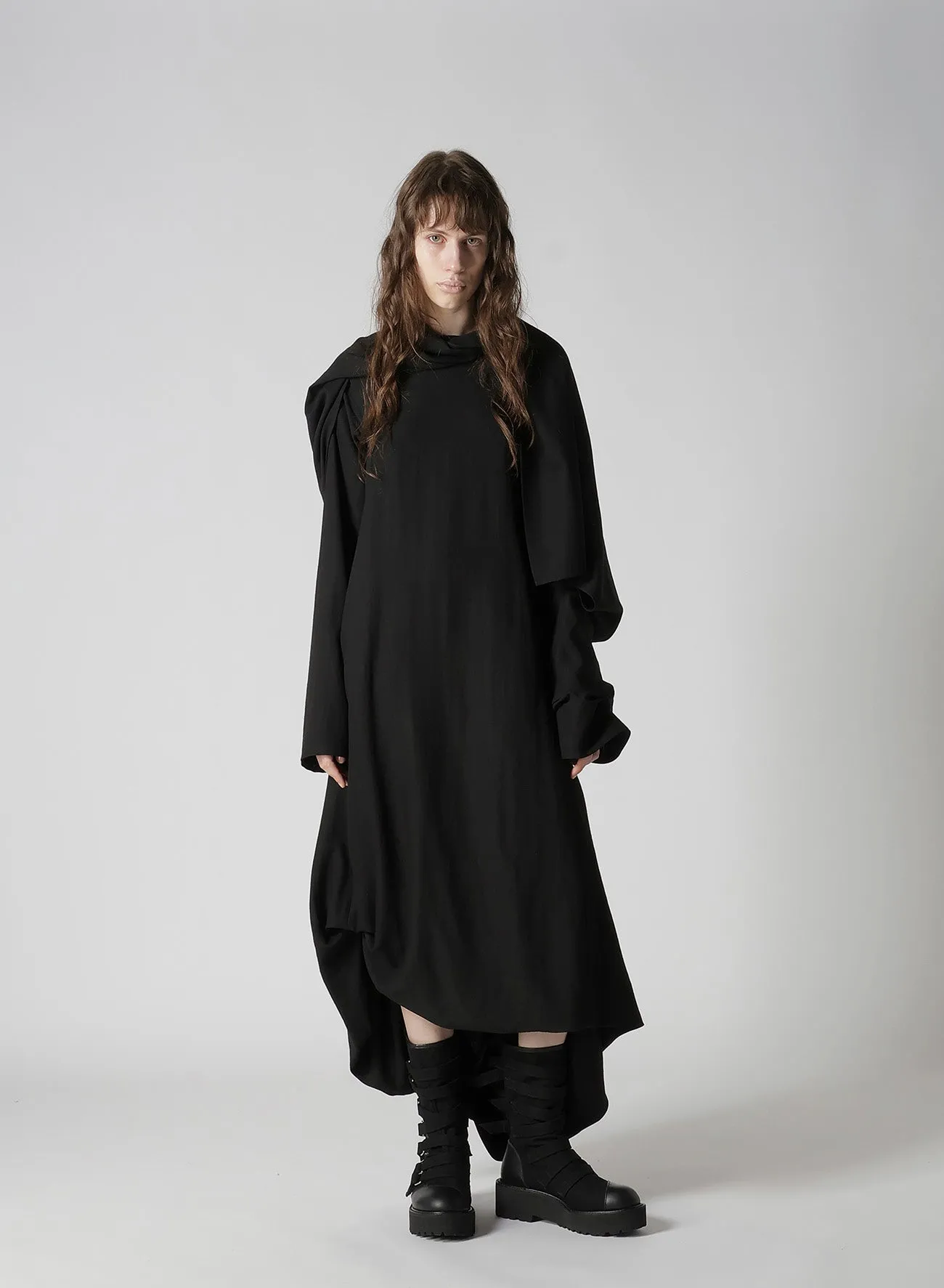 MILLED GABARDINE DRESS WITH SCARF sold by Yohji Yamamoto product image thumbnail 4