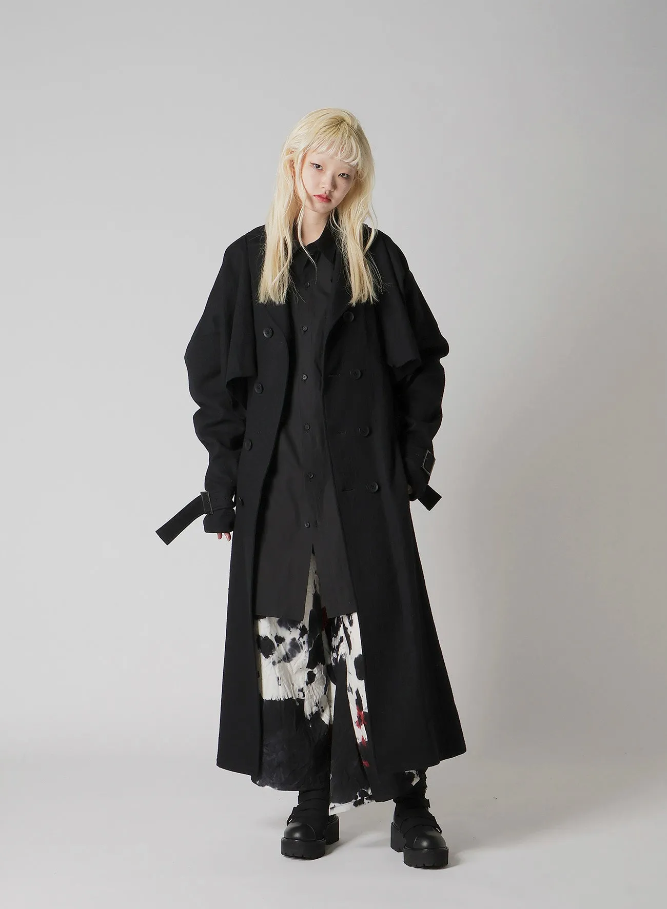 SHRINKED SERGE TRENCH COAT WITH BELT sold by Yohji Yamamoto product image thumbnail 5
