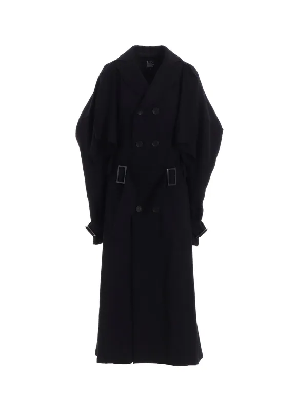 SHRINKED SERGE TRENCH COAT WITH BELT made by Yohji Yamamoto