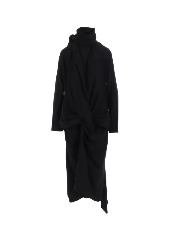 MILLED GABARDINE TWIST DRESS WITH SCARF sold by Yohji Yamamoto