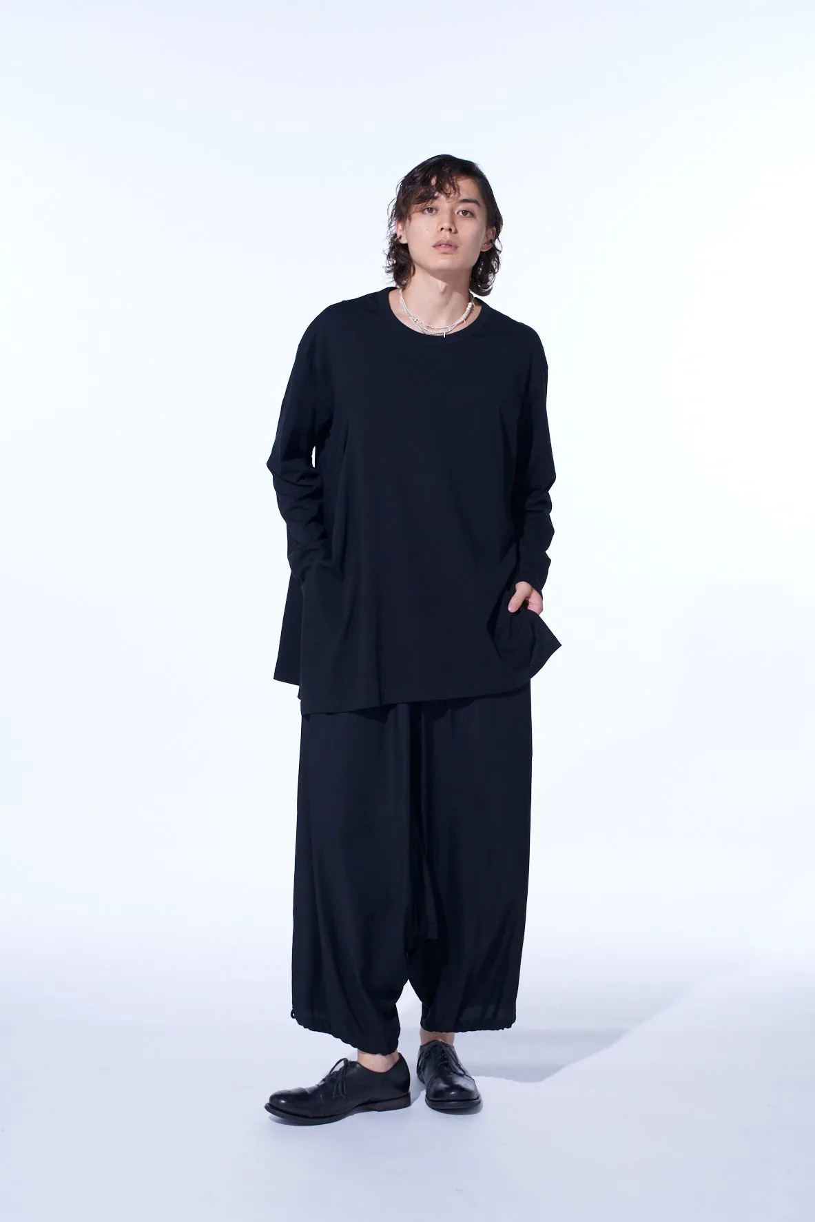 COTTON JERSEY FABRIC SWITCH L/S DRAPED T-SHIRT sold by Yohji Yamamoto product image thumbnail 2