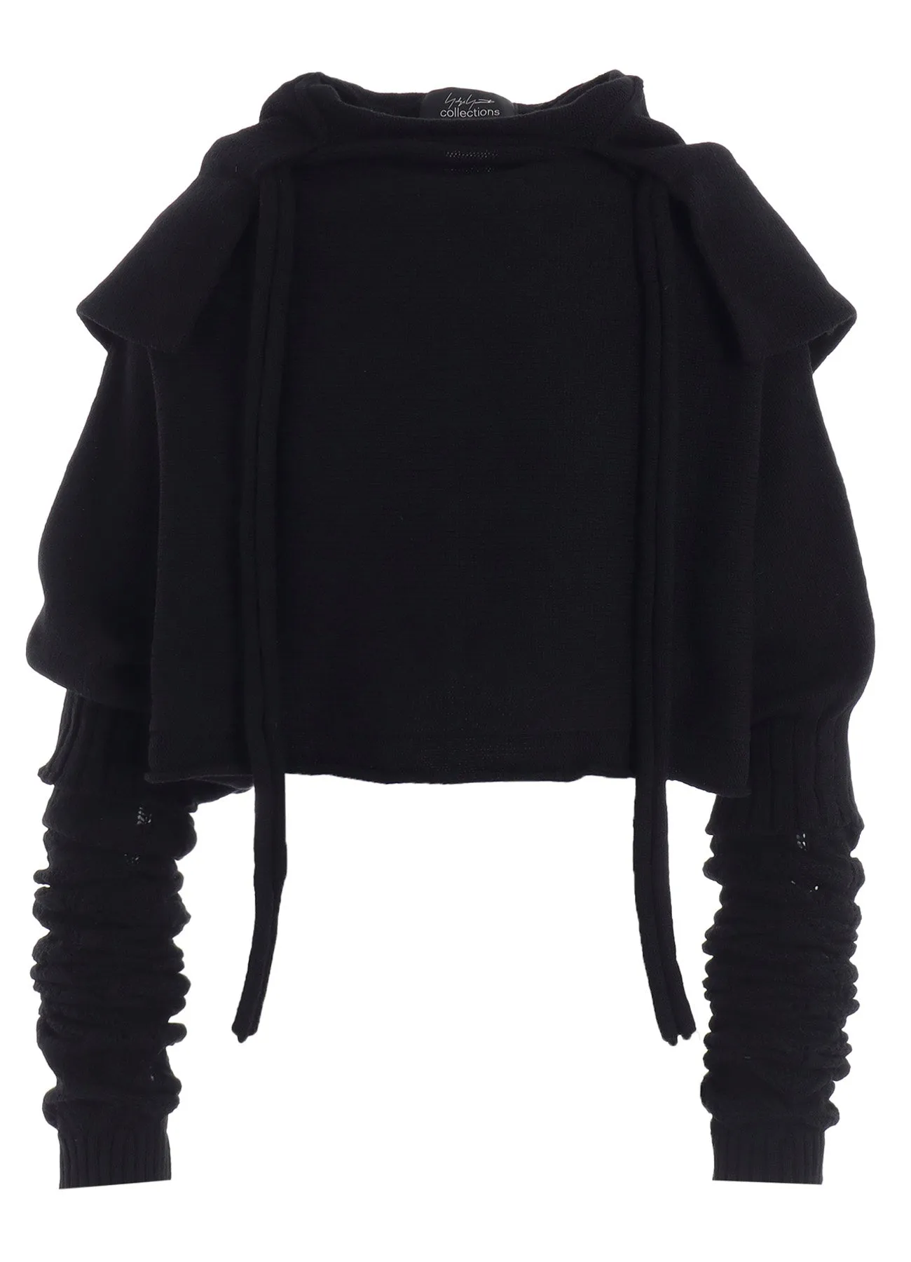 7G PLAIN STITCH LINKS CROPPED HOODIE PO W/ARM WARMERS sold by Yohji Yamamoto product image thumbnail 2