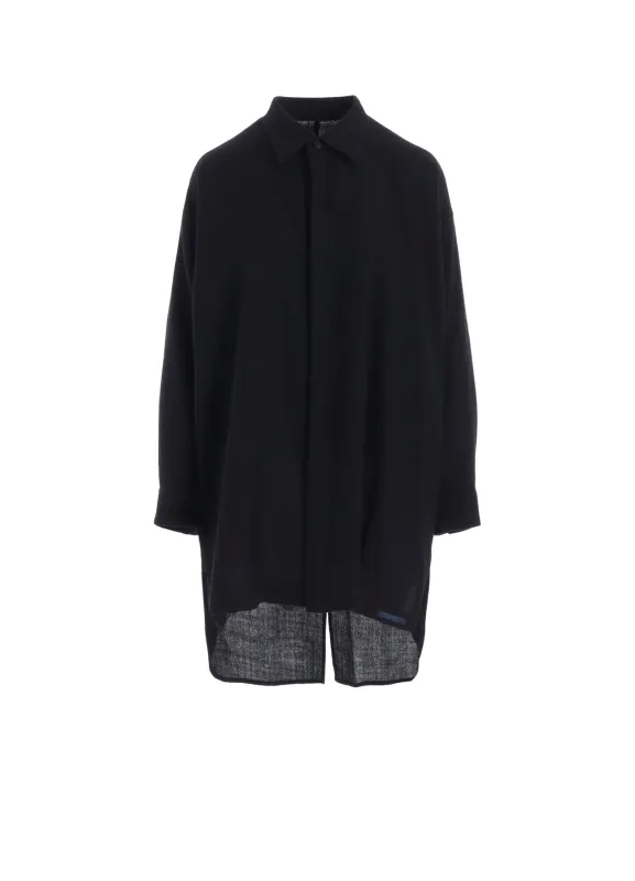 WOOL VIYELLA DOUBLE PLACKET BLOUSE sold by Yohji Yamamoto