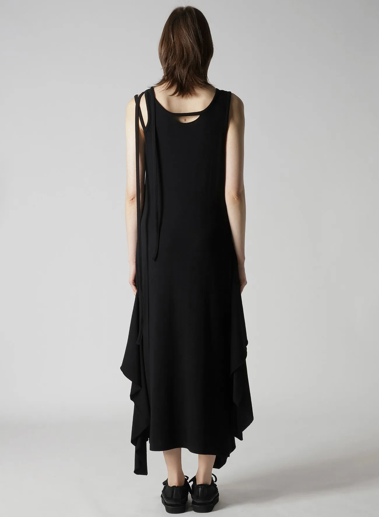 COTTON YAK SINGLE JERSEY SIDE DRAPED STRAP DRESS sold by Yohji Yamamoto product image thumbnail 5
