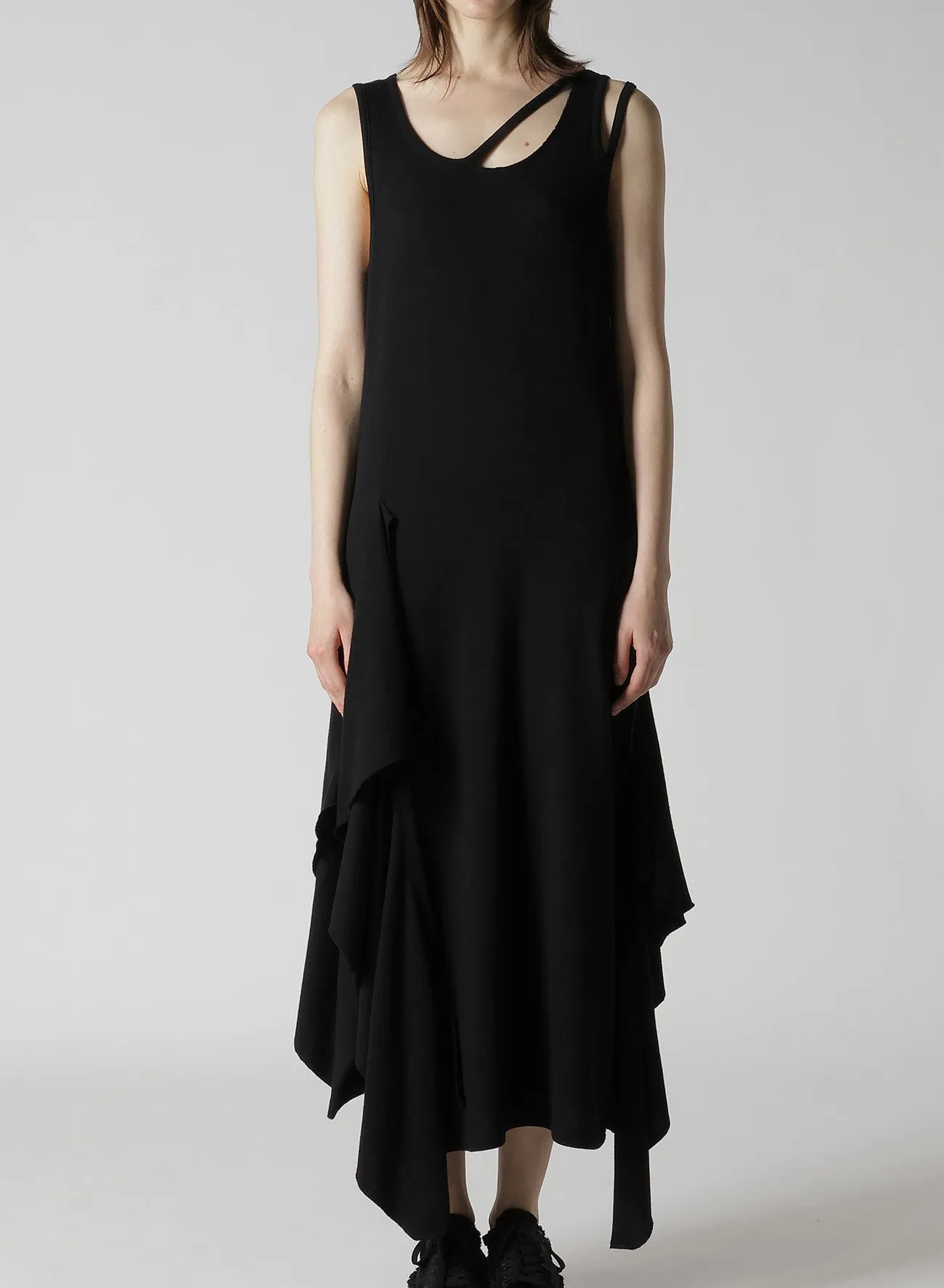 COTTON YAK SINGLE JERSEY SIDE DRAPED STRAP DRESS sold by Yohji Yamamoto product image thumbnail 2
