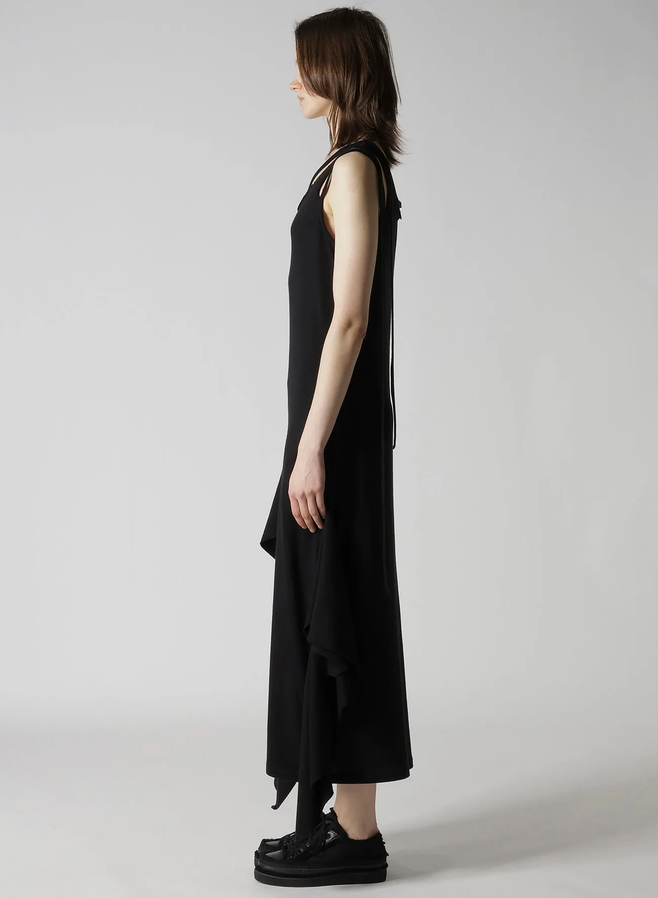COTTON YAK SINGLE JERSEY SIDE DRAPED STRAP DRESS sold by Yohji Yamamoto product image thumbnail 4