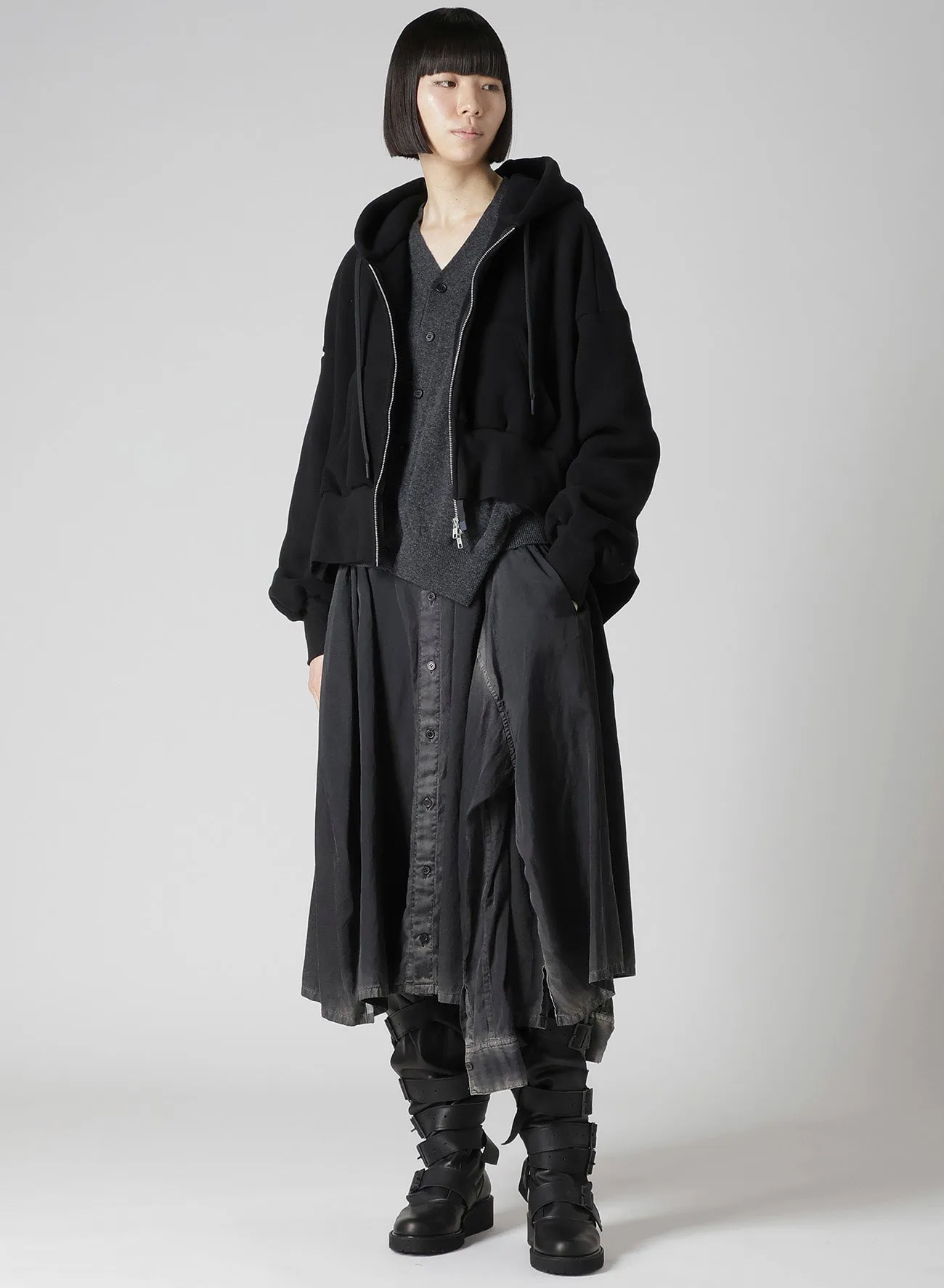 Liy/C BRUSHED FRENCH TERRY UNBALANCED HOODIE A sold by Yohji Yamamoto product image thumbnail 3