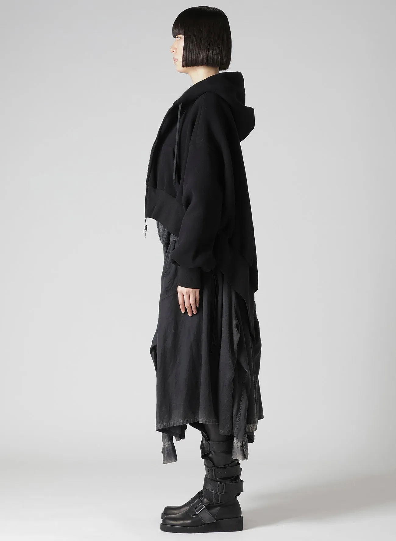 Liy/C BRUSHED FRENCH TERRY UNBALANCED HOODIE A sold by Yohji Yamamoto product image thumbnail 4