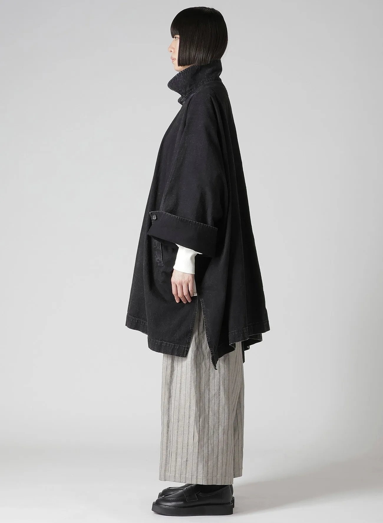 PERMANGANATE BLEACHED DENIM HIGH NECK COAT sold by Yohji Yamamoto product image thumbnail 4