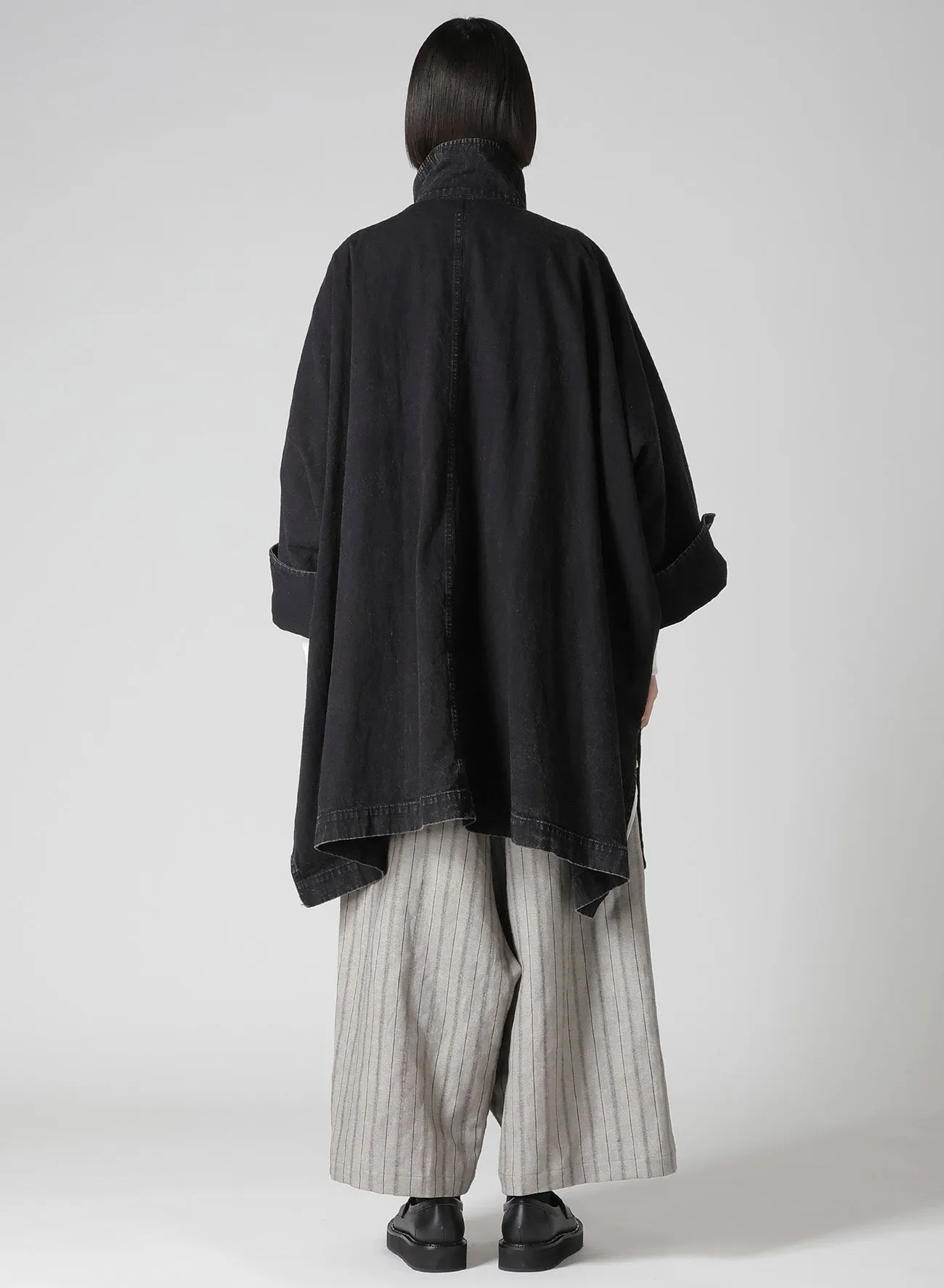 PERMANGANATE BLEACHED DENIM HIGH NECK COAT sold by Yohji Yamamoto product image thumbnail 5