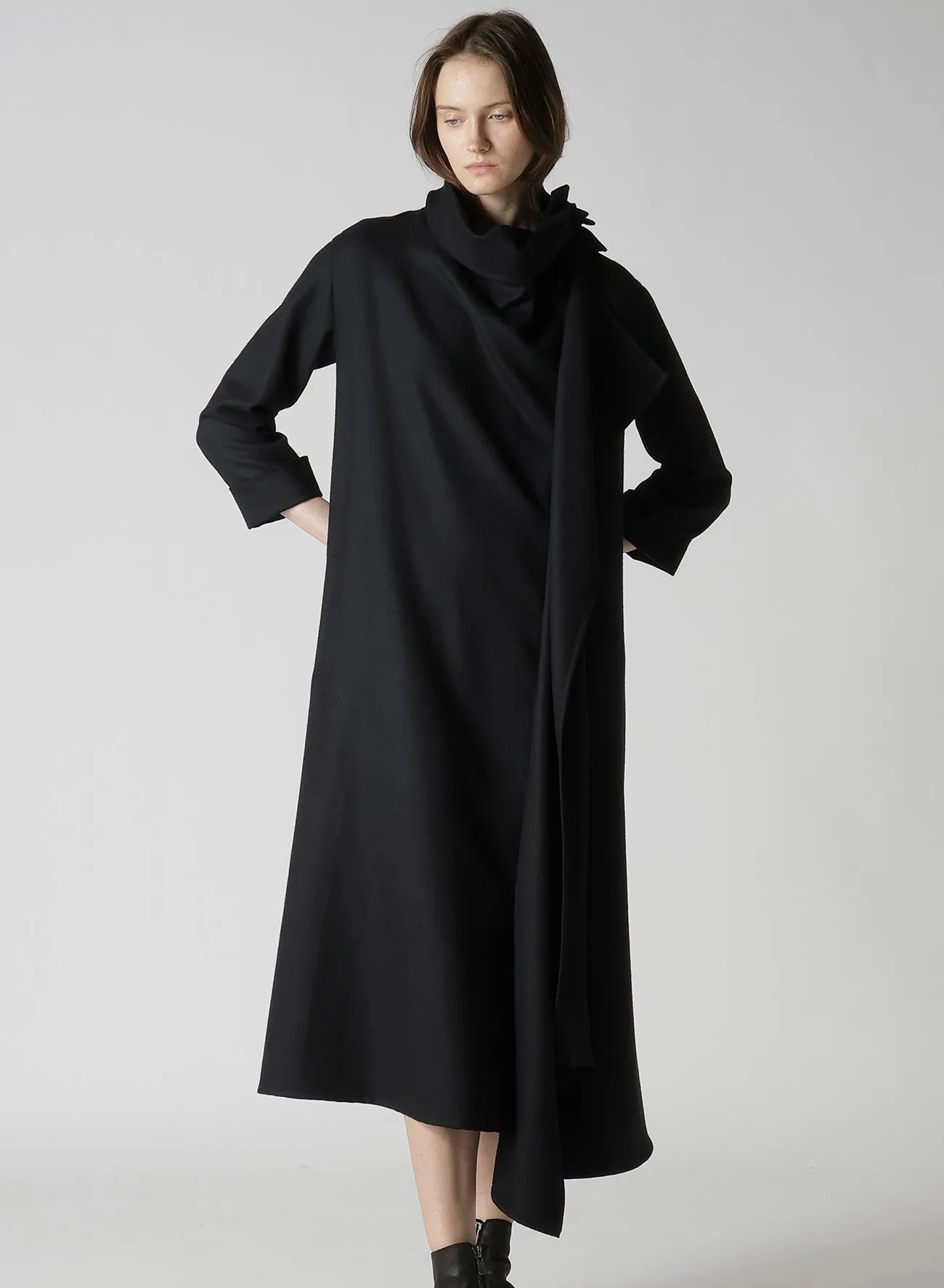 W/SAXONY DRAPED NECK DRESS sold by Yohji Yamamoto product image thumbnail 3