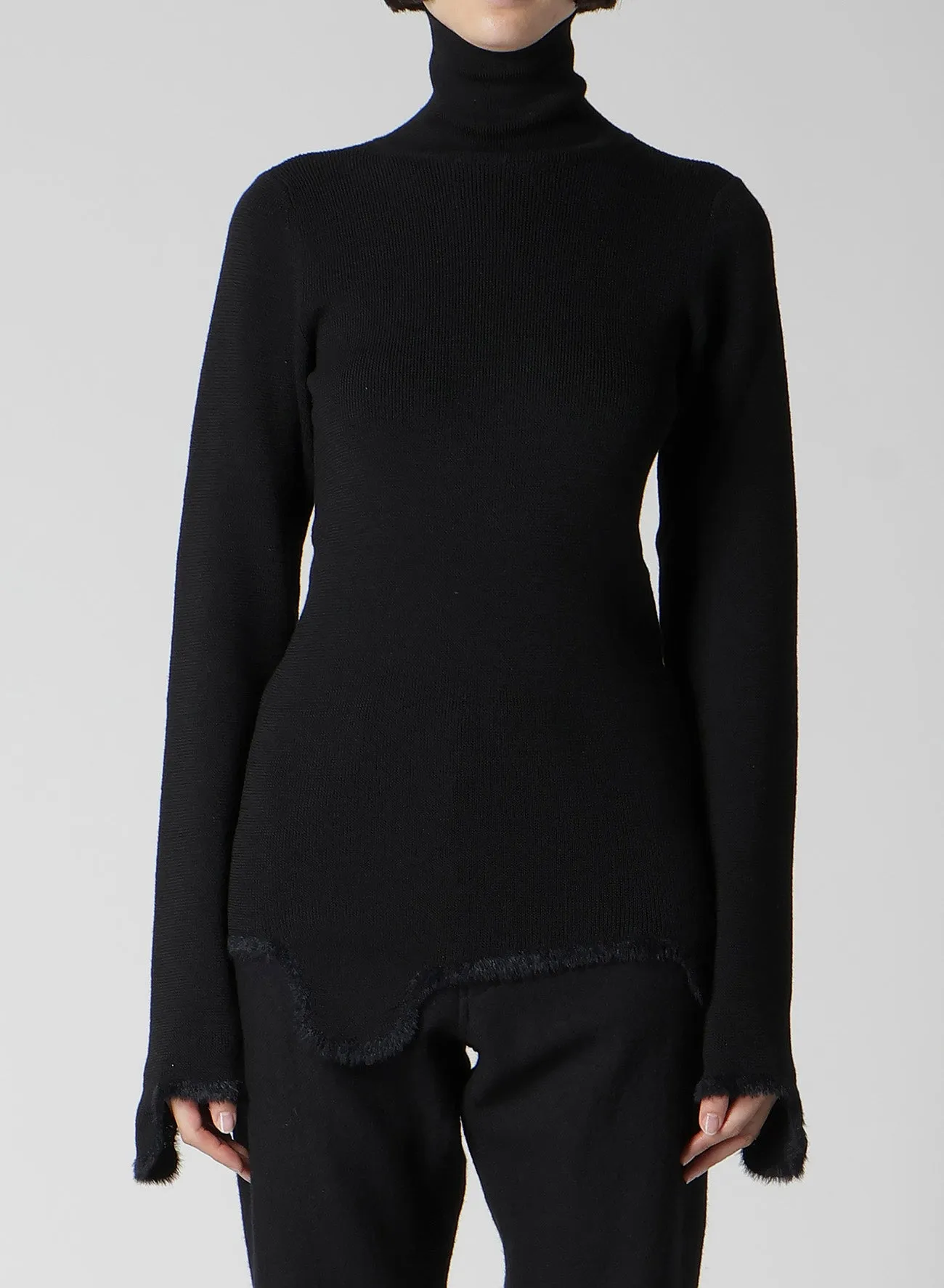 12G RIB JAGGED HEM HIGH NECK PO sold by Yohji Yamamoto product image thumbnail 2