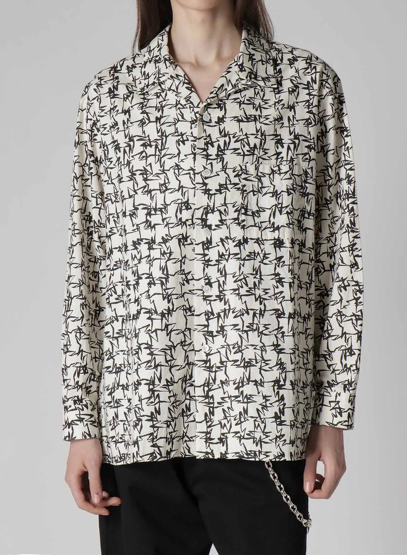 【Y's for men × MASSES】COTTON PIGMENT PRINT OPEN COLLAR SHIRT sold by Yohji Yamamoto product image thumbnail 5