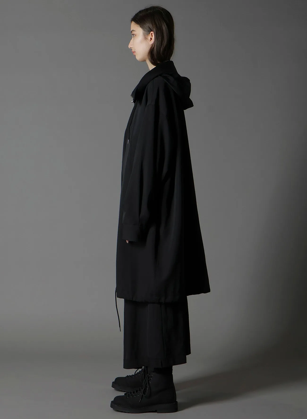 W/GABARDINE HIGH NECK HOODED MODS COAT sold by Yohji Yamamoto product image thumbnail 3