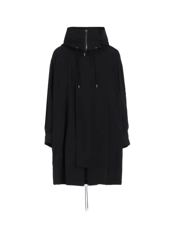 W/GABARDINE HIGH NECK HOODED MODS COAT sold by Yohji Yamamoto