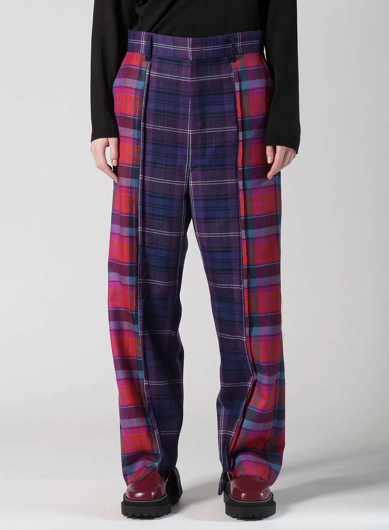PLAID PANEL PANTS A sold by Yohji Yamamoto product image thumbnail 4