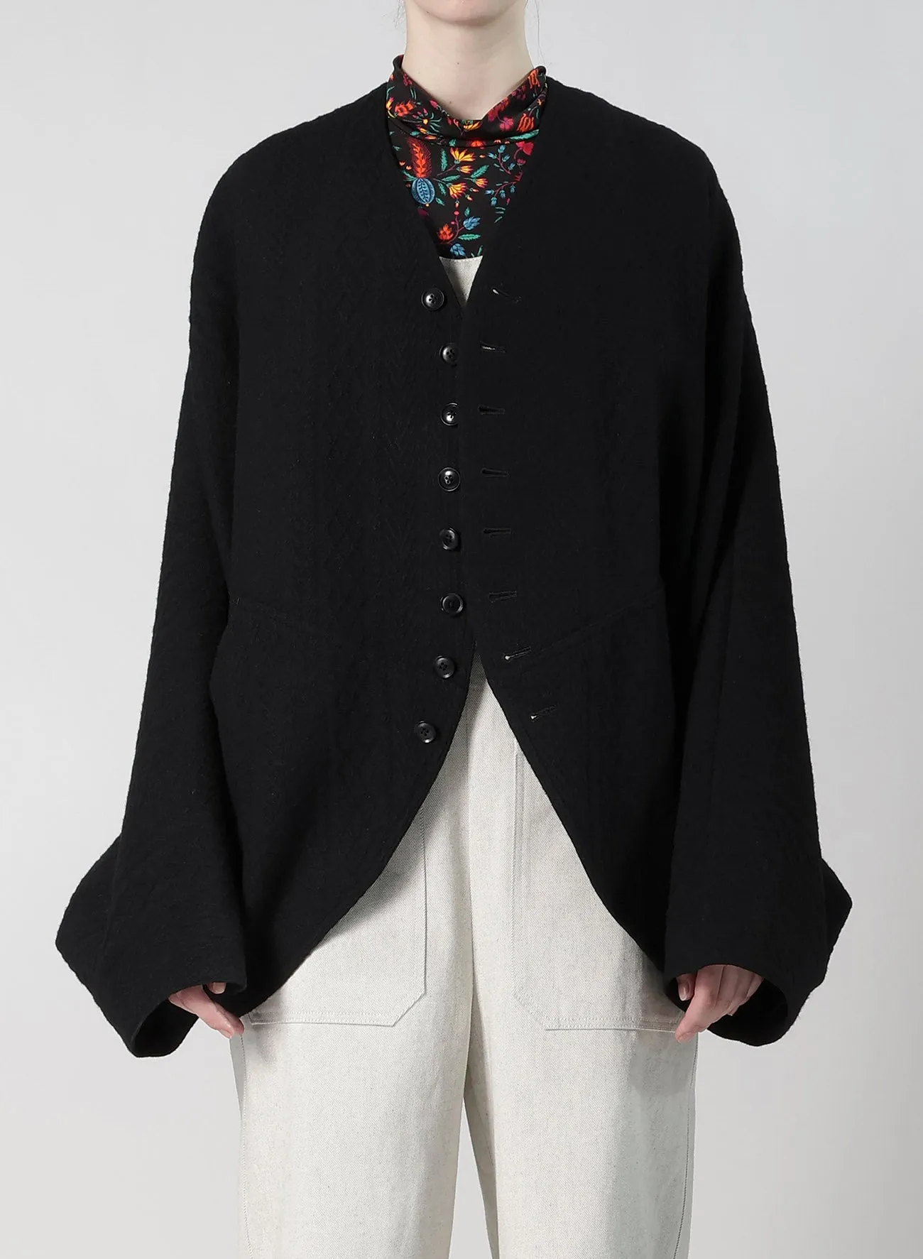 CABLE JQ KNIT DOLMAN SLEEVE JACKET sold by Yohji Yamamoto product image thumbnail 5
