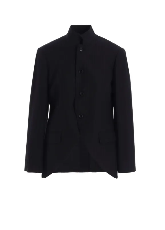 VISCOSE TWEED STRIPE STAND COLLAR JACKET sold by Yohji Yamamoto