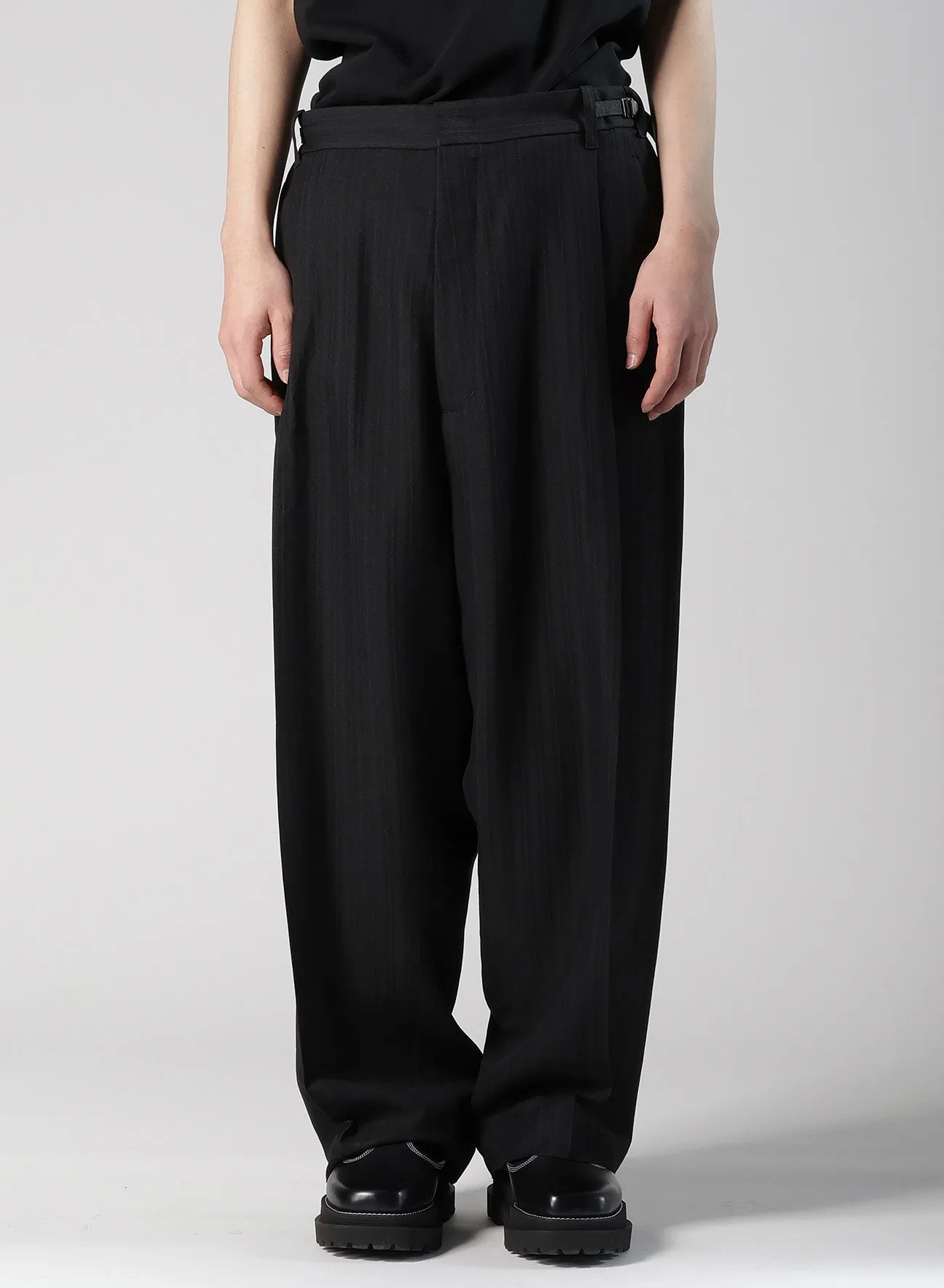 VISCOSE TWEED STRIPE SAROUEL PANTS sold by Yohji Yamamoto product image thumbnail 4