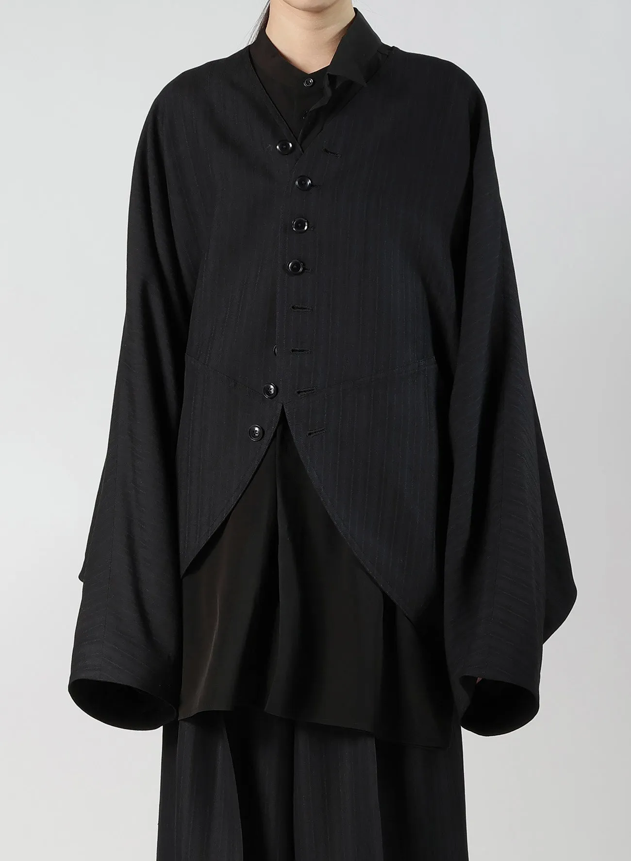 VISCOSE TWEED STRIPE DOLMAN SLEEVE JACKET sold by Yohji Yamamoto product image thumbnail 5