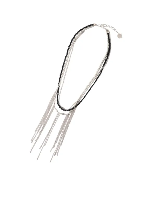 ONYX AND BRASS TASSEL LAYERED NECKLACE sold by Yohji Yamamoto