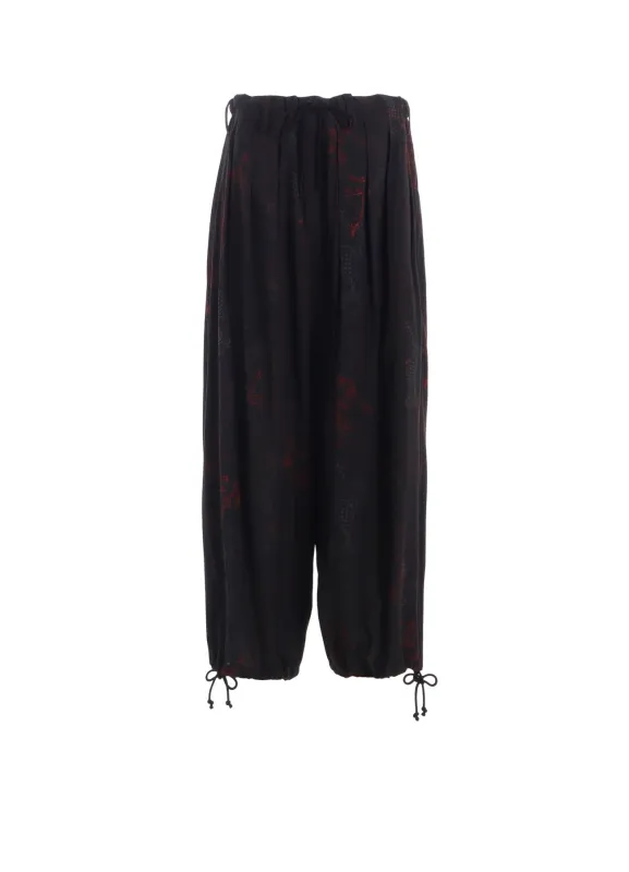 RAYON CRIMSON LACE PRINT BALLOON PANTS sold by Yohji Yamamoto