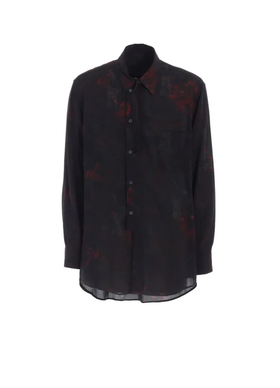 RAYON CRIMSON LACE PRINT REGULAR COLLAR SHIRT sold by Yohji Yamamoto