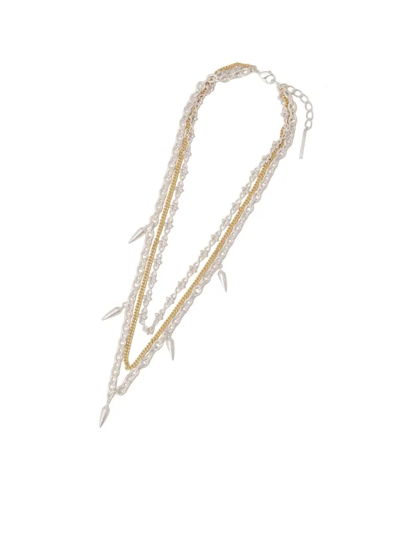 STUDS CONTRASTED TRIPLE CHAIN NECKLACE sold by Yohji Yamamoto