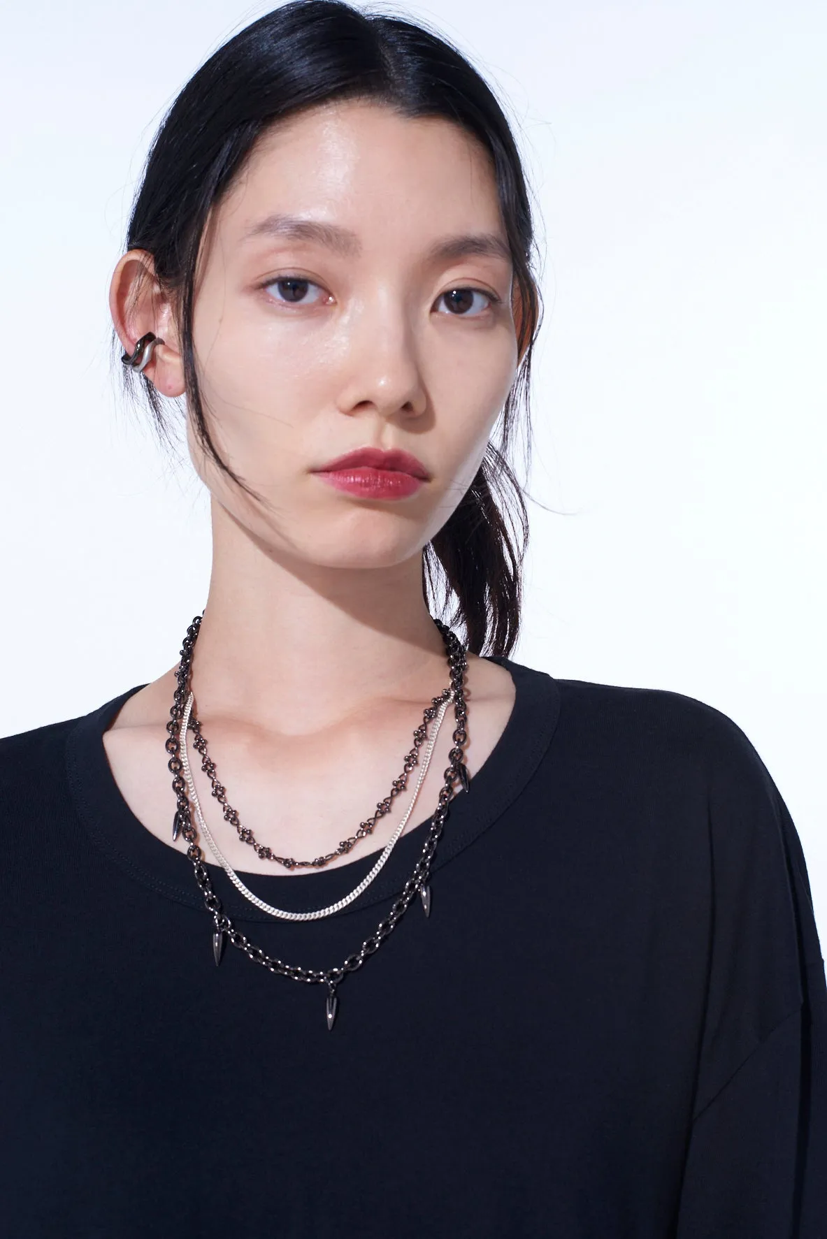 STUDS CONTRASTED TRIPLE CHAIN NECKLACE sold by Yohji Yamamoto product image thumbnail 5