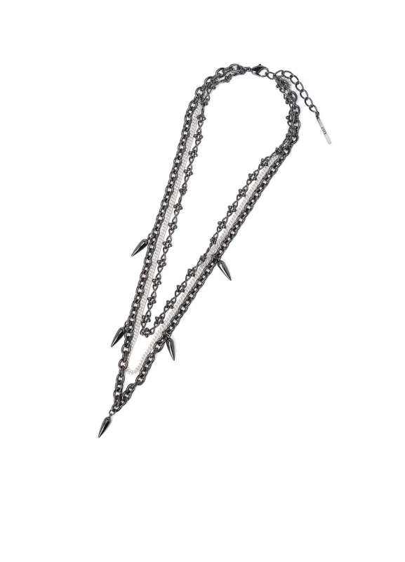 STUDS CONTRASTED TRIPLE CHAIN NECKLACE sold by Yohji Yamamoto