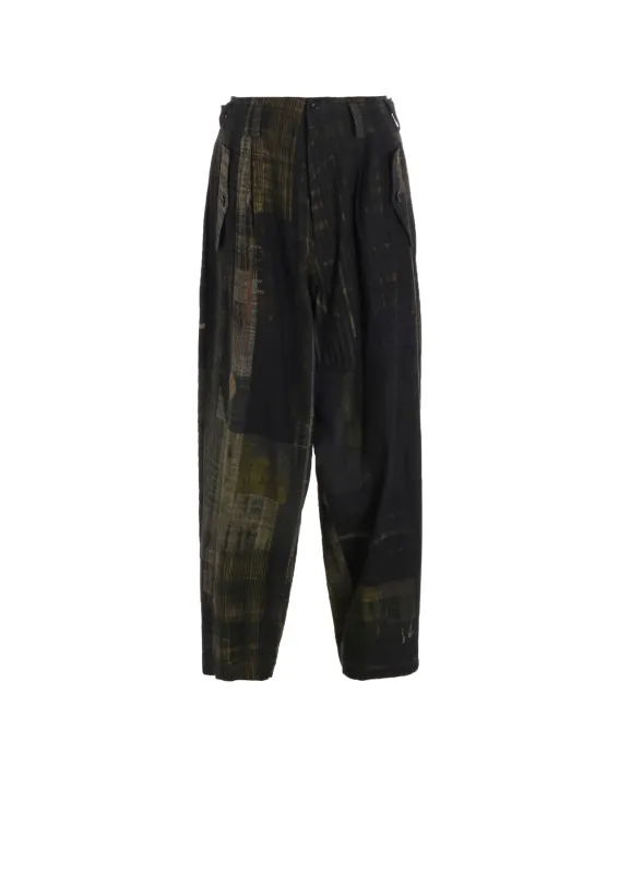 FADED PLAID 6OZ DENIM DOUBLE TUCK WIDE PANTS sold by Yohji Yamamoto