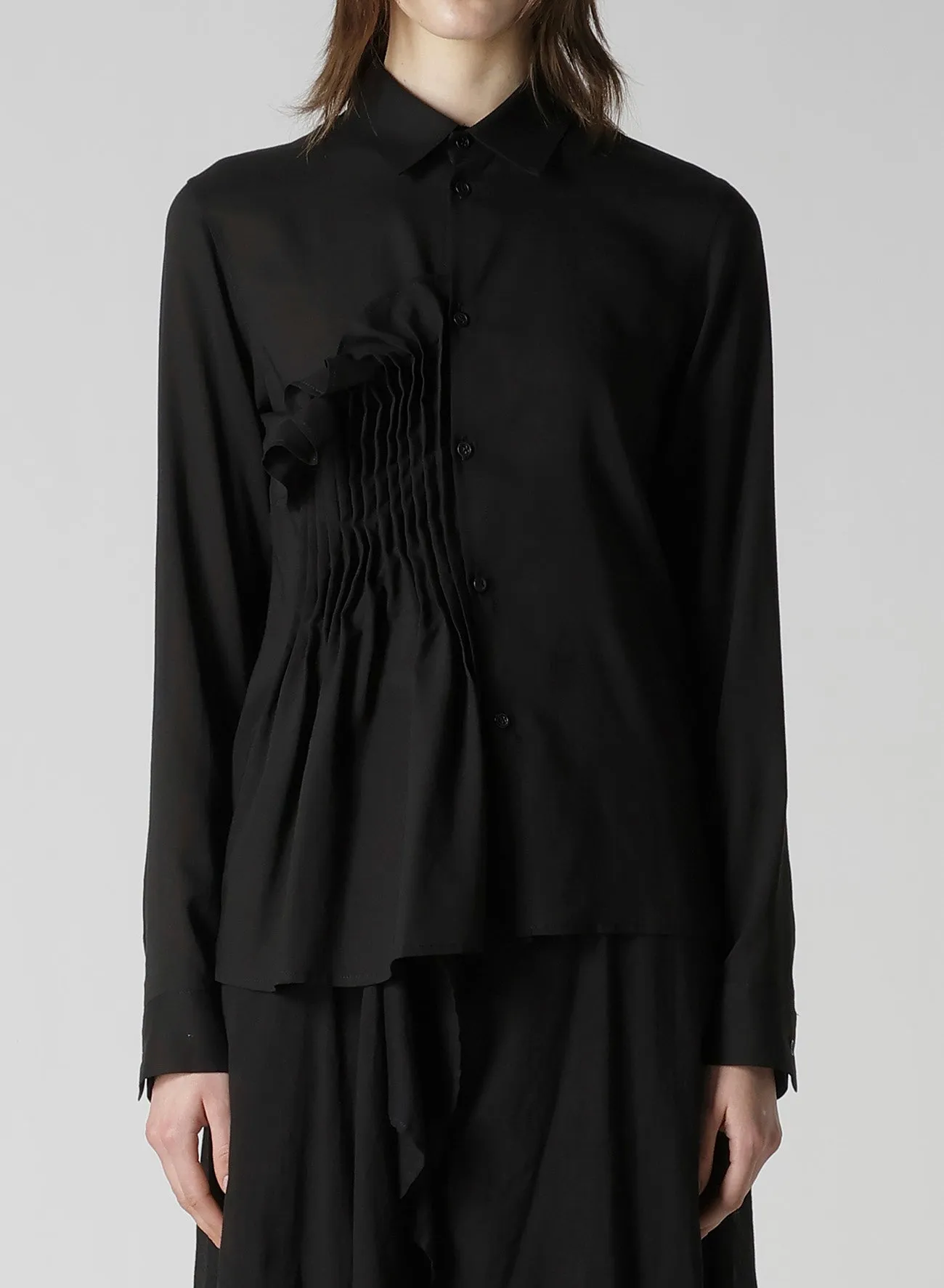 CELLULOSE LAWN R FRONT PINTUCK BLOUSE sold by Yohji Yamamoto product image thumbnail 2