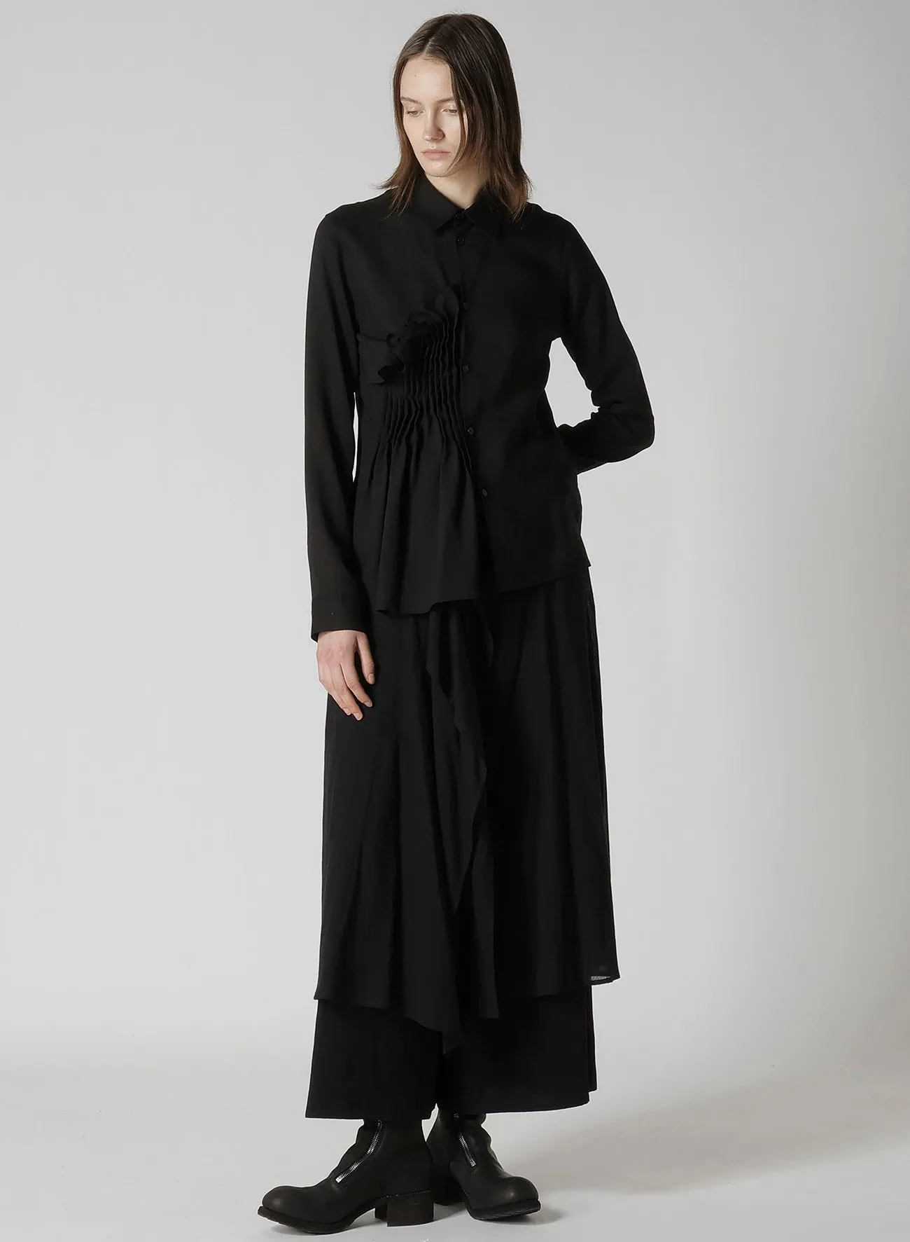 CELLULOSE LAWN R FRONT PINTUCK BLOUSE sold by Yohji Yamamoto product image thumbnail 3