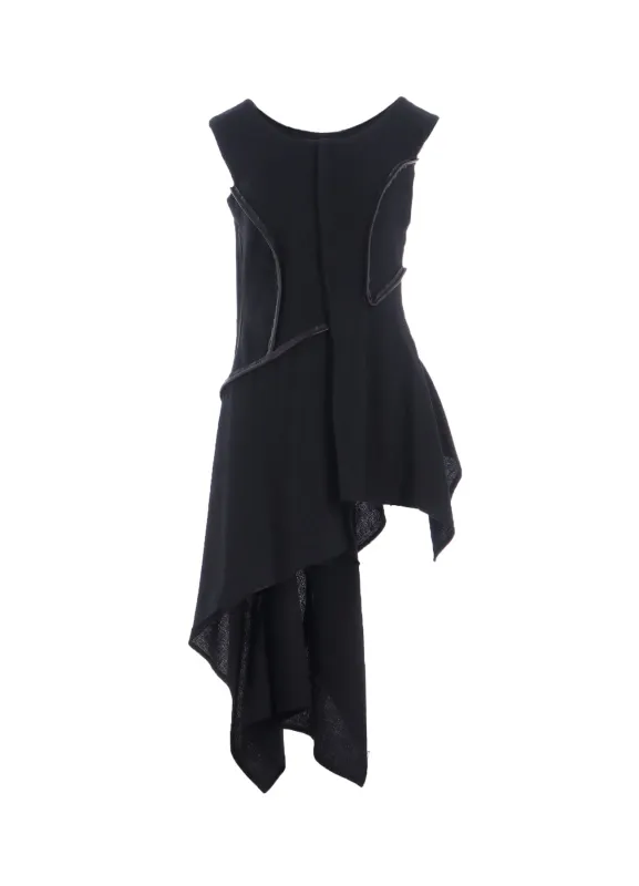 WOOL VIYELLA LEATHER PIPING DRESS made by Yohji Yamamoto