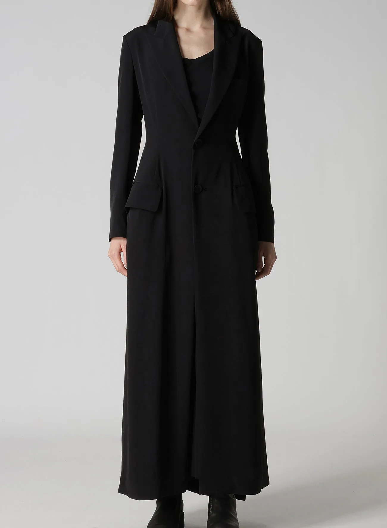 TA/PE CREPE DE CHINE BACK LACE UP LONG COAT sold by Yohji Yamamoto product image thumbnail 2