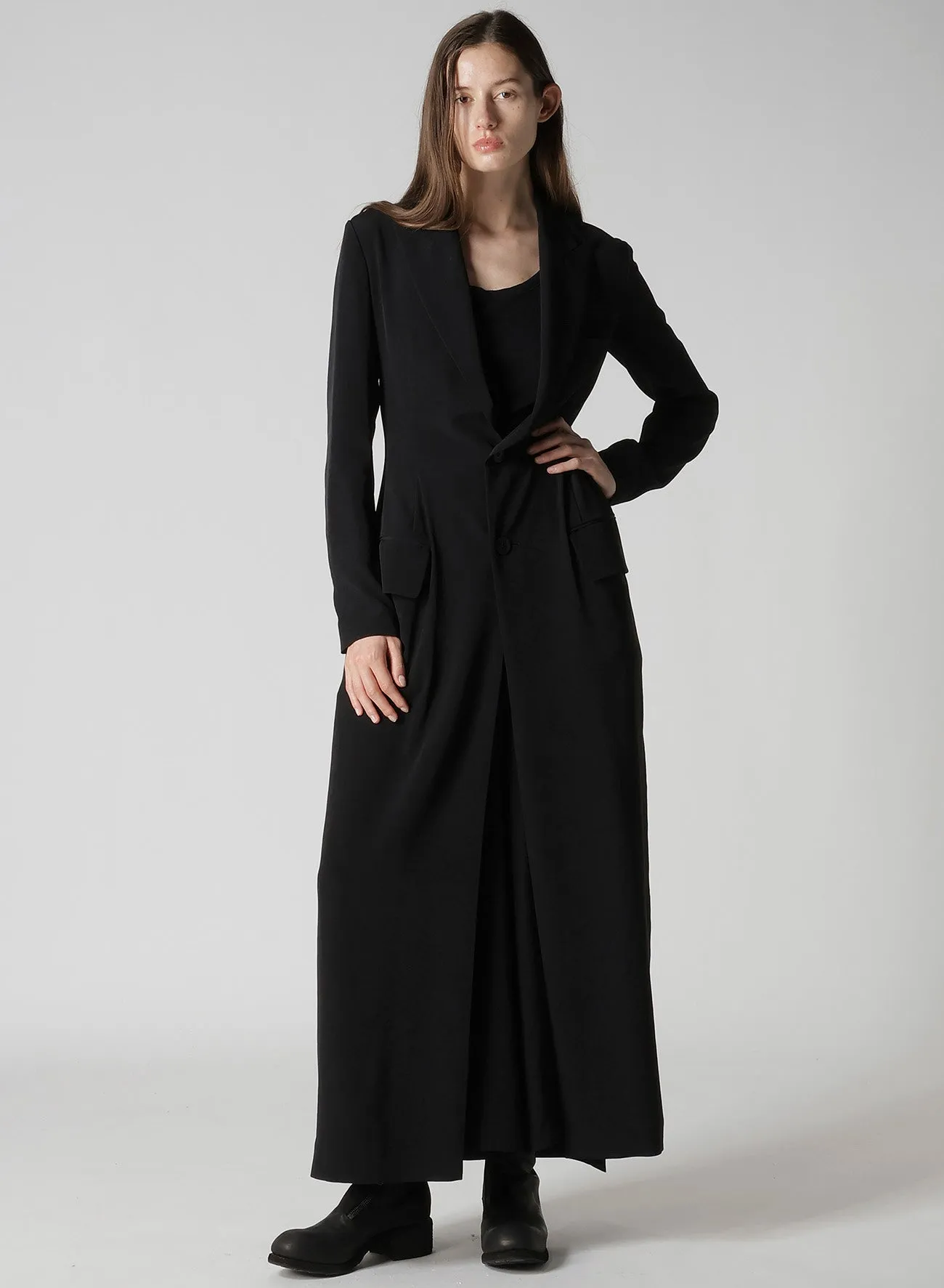 TA/PE CREPE DE CHINE BACK LACE UP LONG COAT sold by Yohji Yamamoto product image thumbnail 3