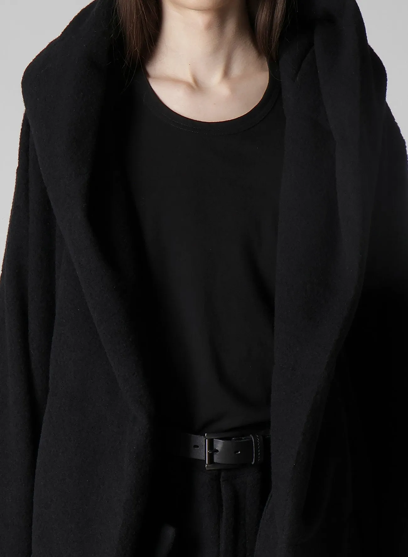 BOUCLE SINGLE JERSEY PADDED HOODED COAT sold by Yohji Yamamoto product image thumbnail 3