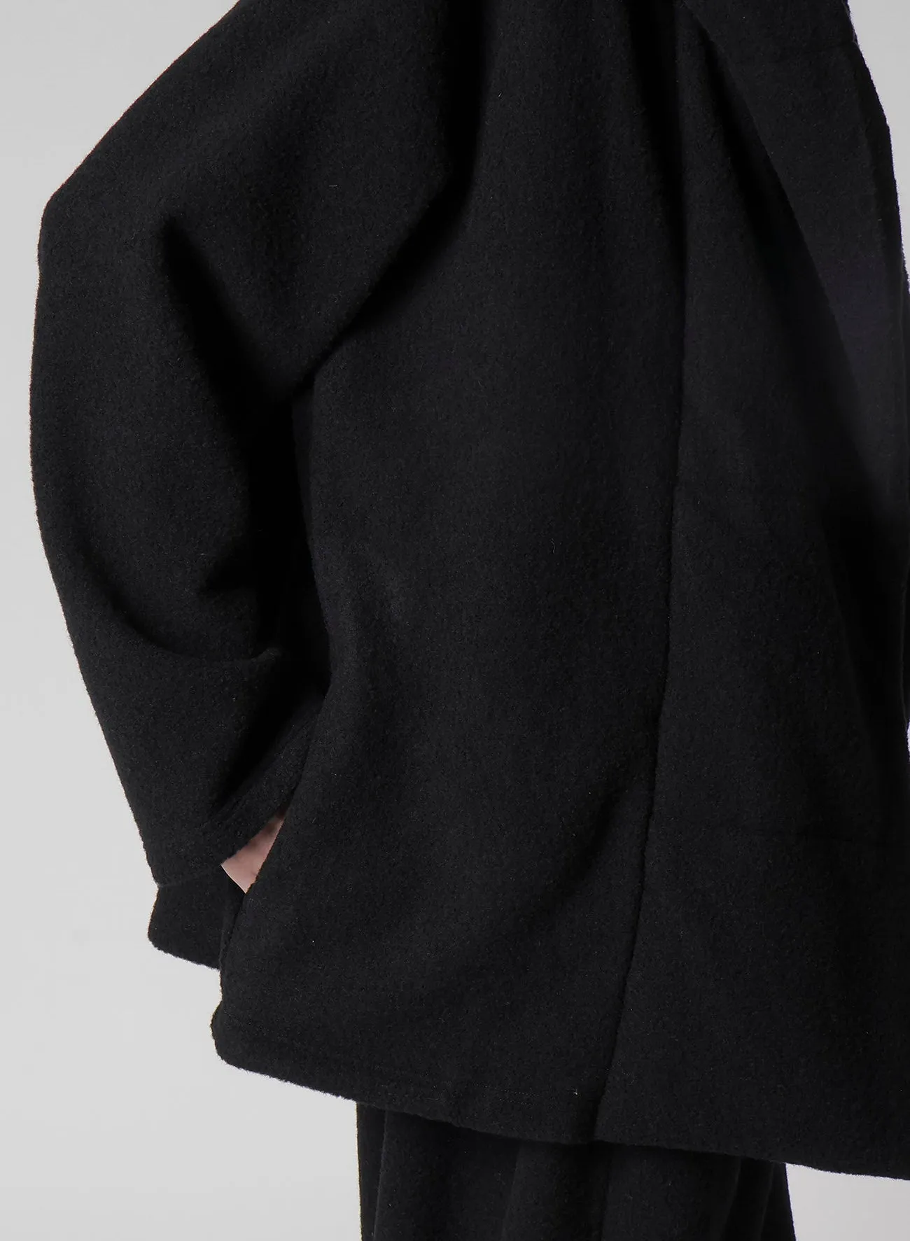 BOUCLE SINGLE JERSEY PADDED HOODED COAT sold by Yohji Yamamoto product image thumbnail 4