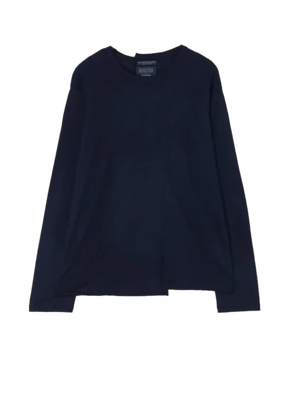 WOOL SINGLE JERSEY PANELED ROUND NECK LONG SLV T sold by Yohji Yamamoto