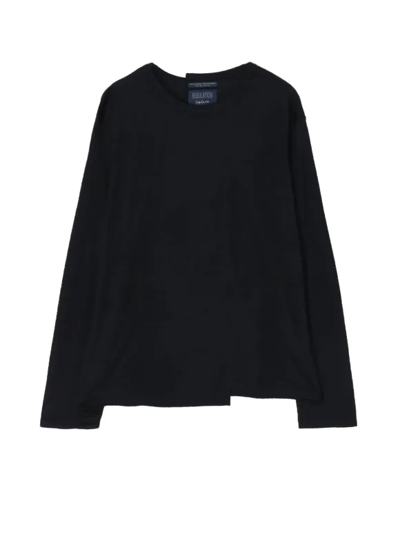 WOOL SINGLE JERSEY PANELED ROUND NECK LONG SLV T sold by Yohji Yamamoto