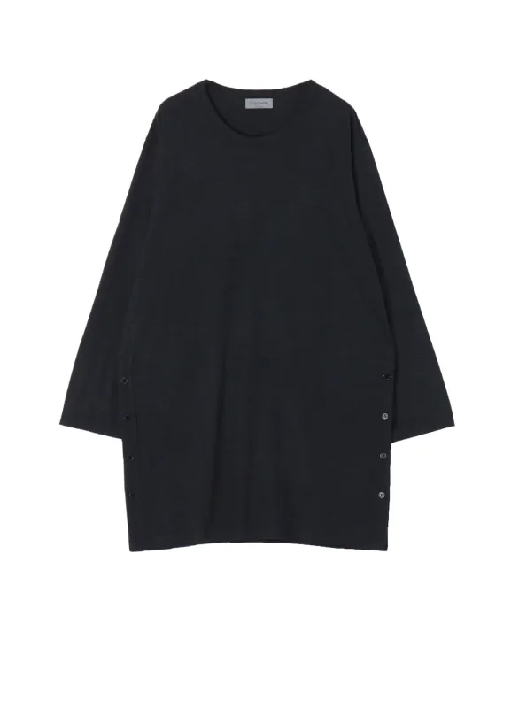WOOL SINGLE JERSEY SIDE SLIT BUTTON DETAIL T sold by Yohji Yamamoto