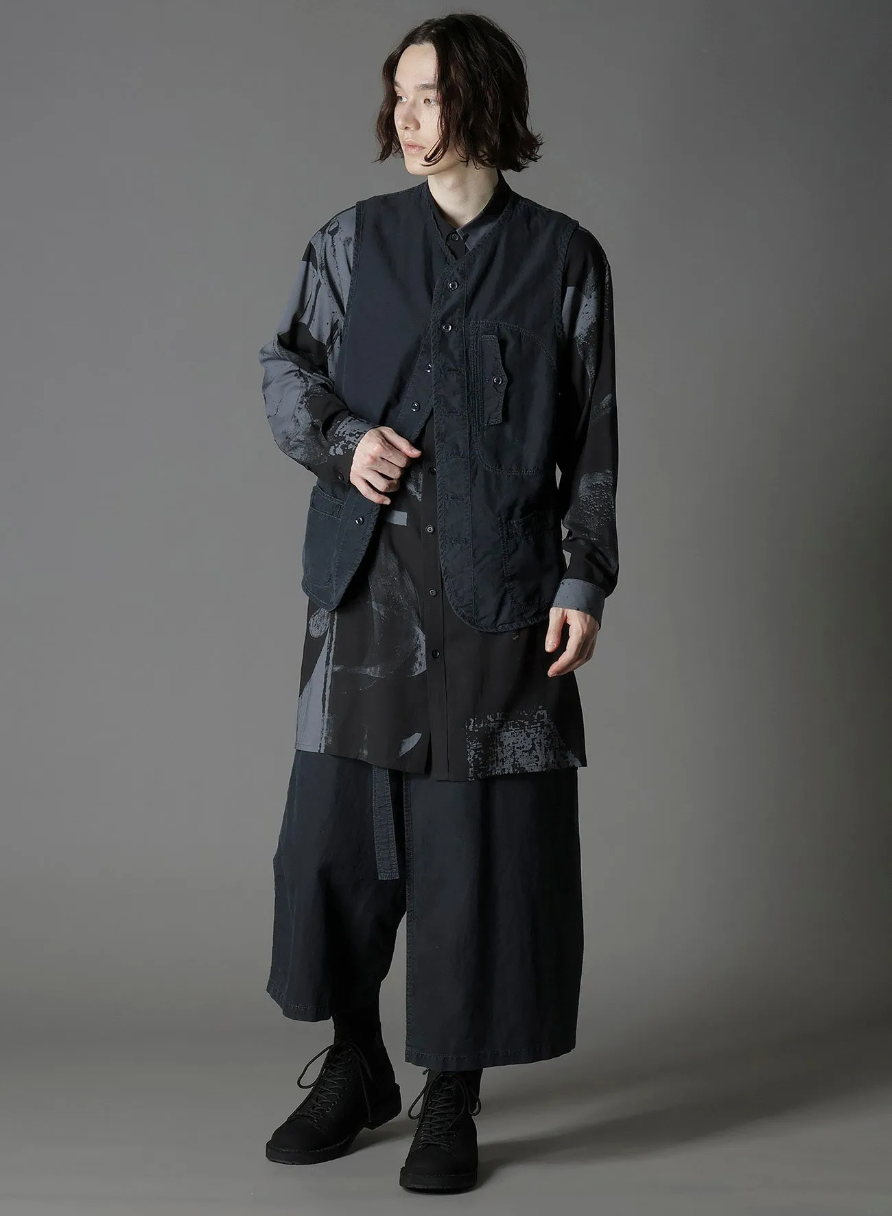 C/NY SULFUR DYEING STONE WASH BIO PIPING VEST sold by Yohji Yamamoto product image thumbnail 3