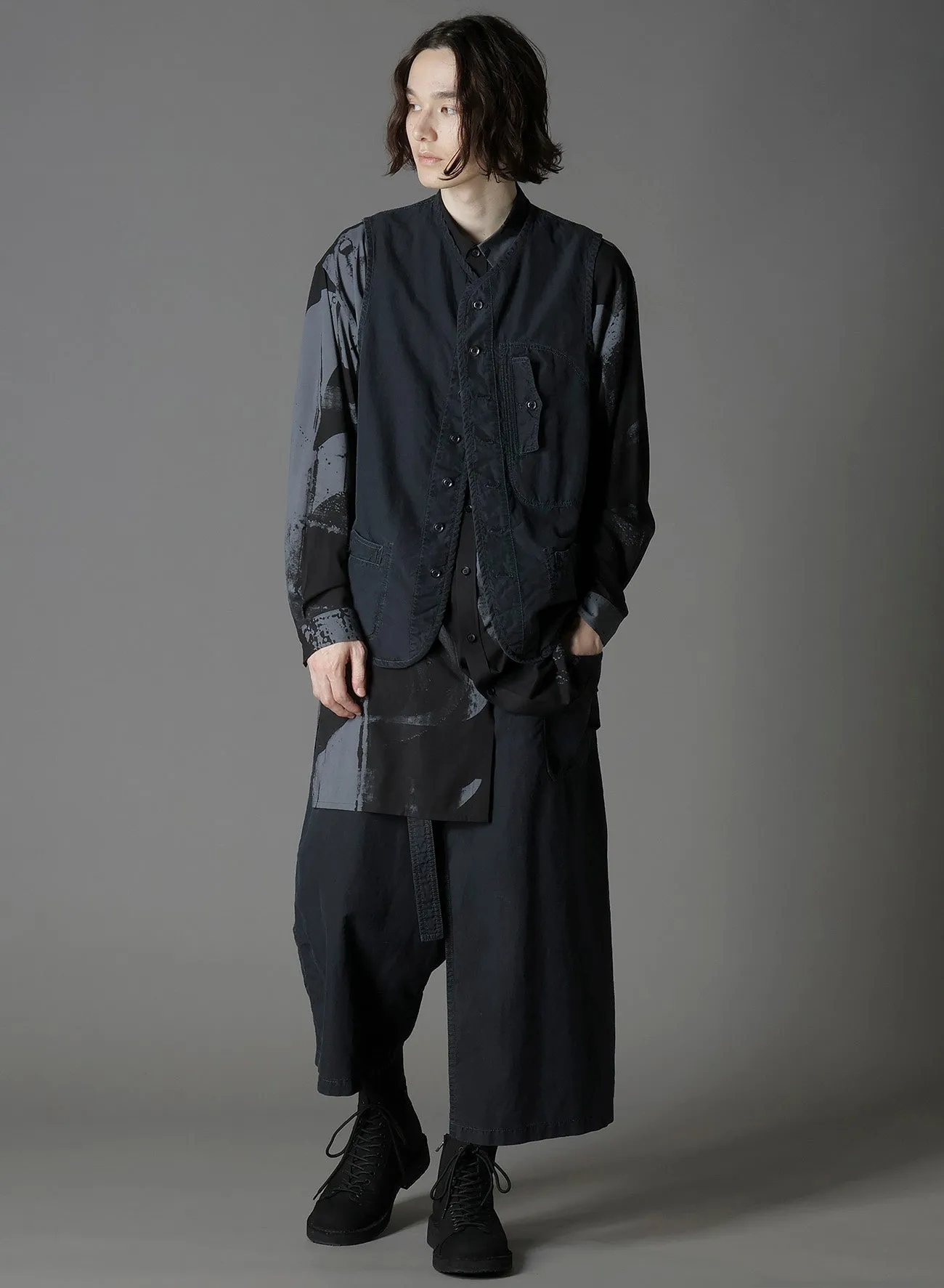 C/NY SULFUR DYEING STONE WASH BIO PIPING VEST sold by Yohji Yamamoto product image thumbnail 2