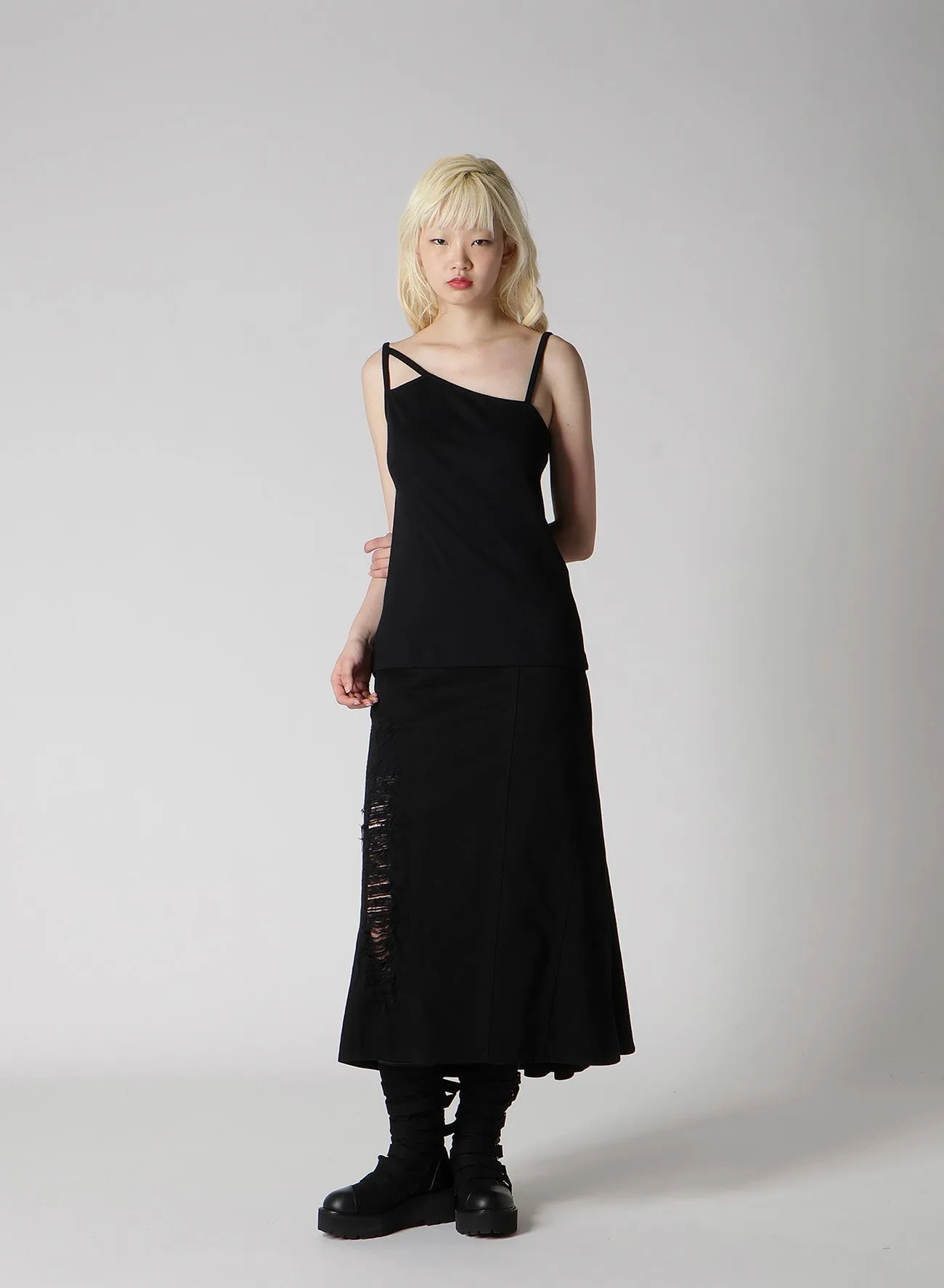 DAMEGED DENIM PANELED SKIRT sold by Yohji Yamamoto product image thumbnail 4