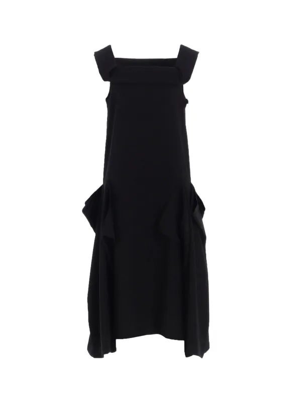 DOUBLE SATIN SQUARE FRILL DRESS A sold by Yohji Yamamoto