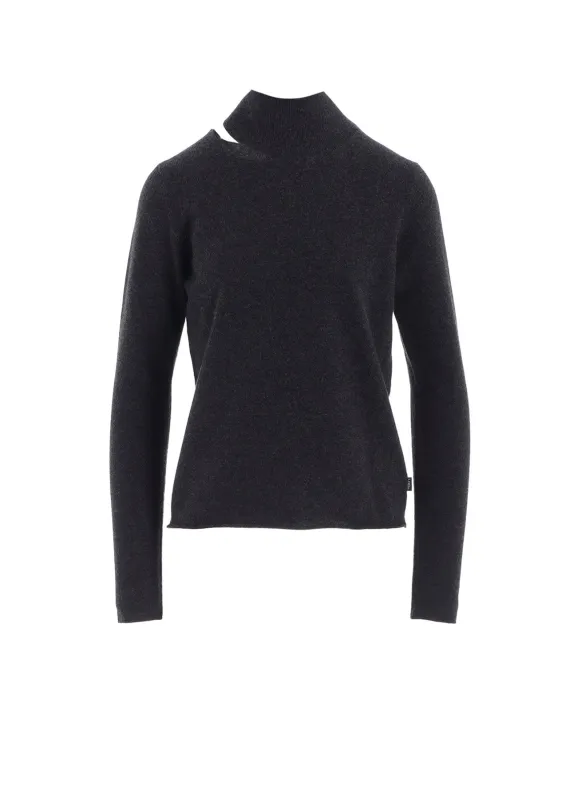 CASHMERE SINGLE JERSEY HIGH NECK SLIT KNIT sold by Yohji Yamamoto