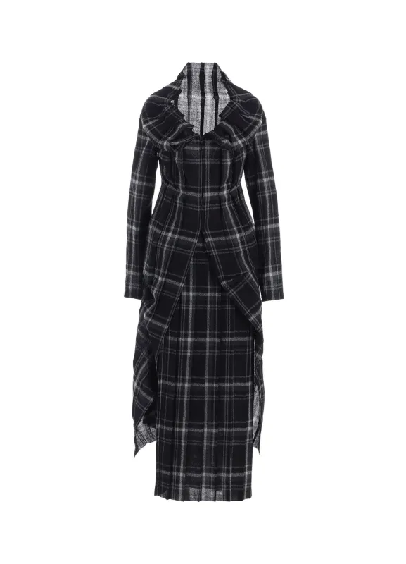 PLAID PATTERN PLEATS DRESS A sold by Yohji Yamamoto