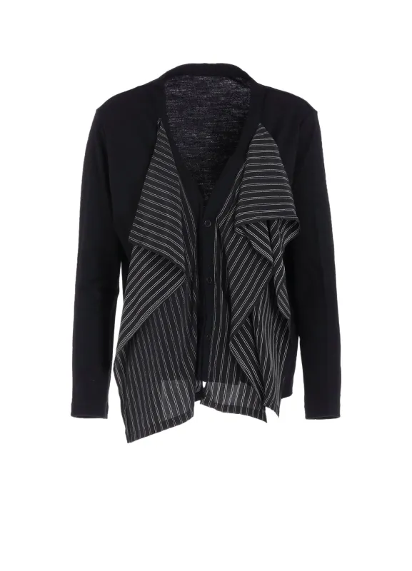 COTTON/CREPE DE CHINE FLARE 3-BUTTON CARDIGAN sold by Yohji Yamamoto