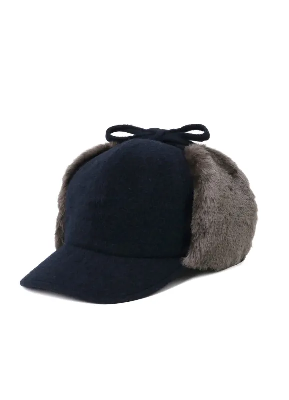 FLEECE CAP WITH FUR EARMUFF sold by Yohji Yamamoto