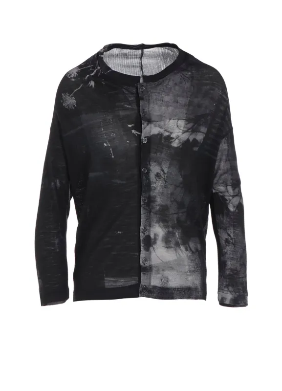 BLURRY FLOWER PRINTTED OFF NECK BUTTONED CARDIGAN sold by Yohji Yamamoto
